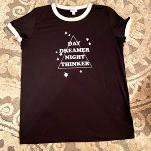 Lula Roe Liv, Graphic Tee, XL, Black & White